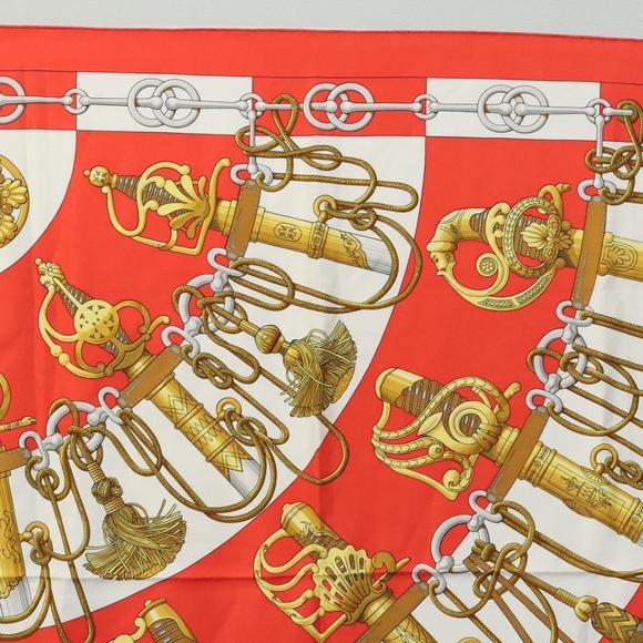 HERMES Carre 90 Scarf ""Cliquetis "" Silk Red Auth KD223 - Picture 3 of 14